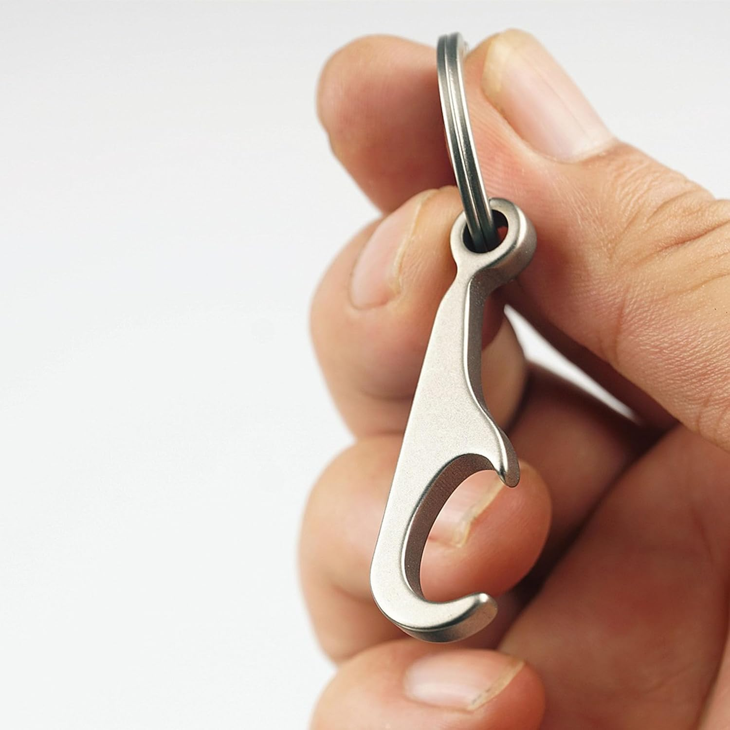 Titanium Mini Bottle Opener Keychain with Stainless Steel Key Ring Lightweight Portable EDC Mini Keychain Tool