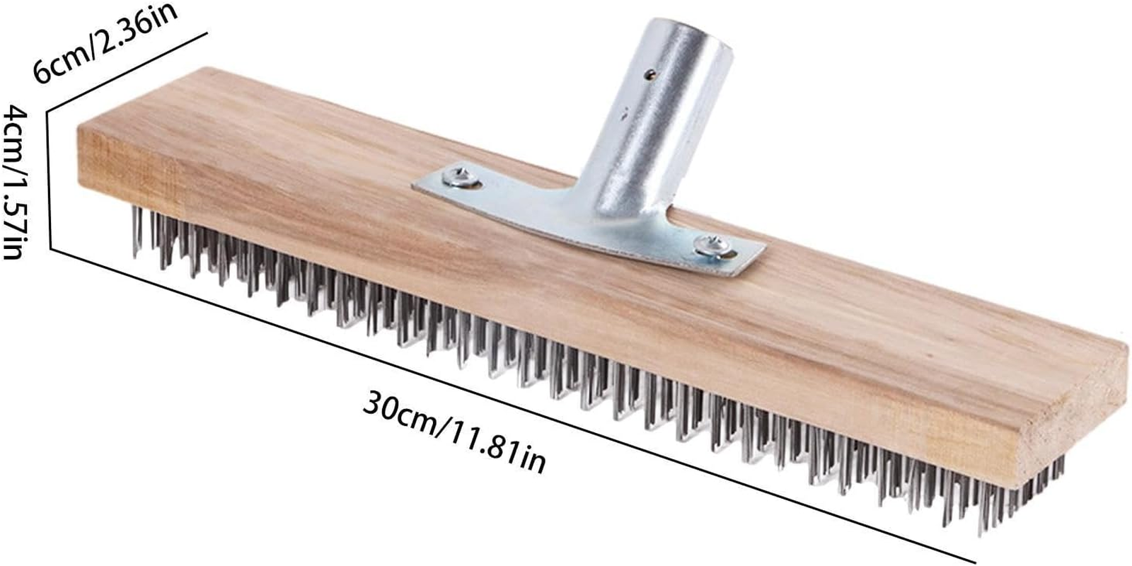 Garden Cleaning Broom - Sturdy Wire Broom, Flexible Push Broom | Steel Bristle Thickened Garden Broom, 30Cm Flexible Hard Bristles Wooden Broom, Heavy Duty Broom for Outdoor Cleaning image number 1