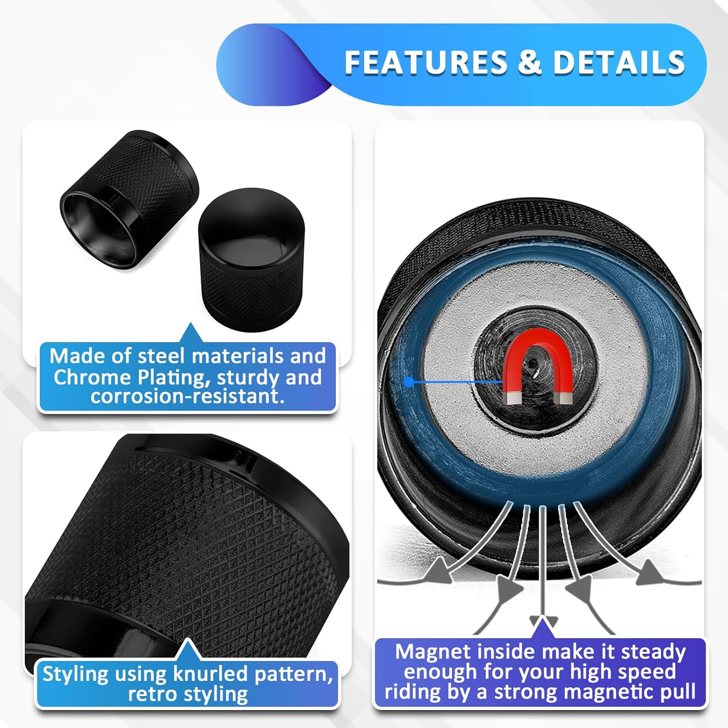 Wsays 4PCS Docking Hardware Cover Kit Knurled Magnet Caps Black Compatible with Harley Sportster XL Softail Dyna Touring Electra Glide Street Glide Road King 1994-2025