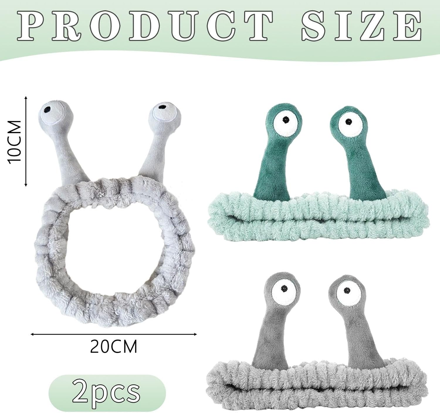 Pack of 2 Snail Hair Band, Firm Skin Care Headband, Creative Face Washing Hairband, Women'S Cute Plush Headband, Funny Elastic Headband, Hairstyle Decoration image number 2