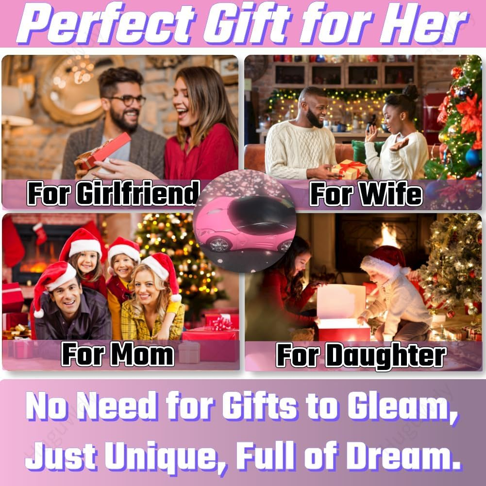 Huguwdy Pink Wireless Mouse，2.4G Wireless Car Mouse with USB Reciver 1600DPI Optical Mouse Cute Wireless Mouse for PC Computer Laptop Tablet for Win Xp/Vista/Win7/Me/2000/For Mac Os(Cute Car Mouse)