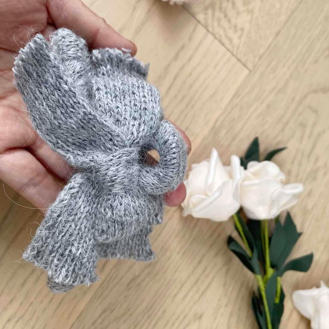 Resweky Hair Barrettes Bowknot Winter Wool Yarn Hair Clips Cute Hair Clips for Women Girls Gray image number 3