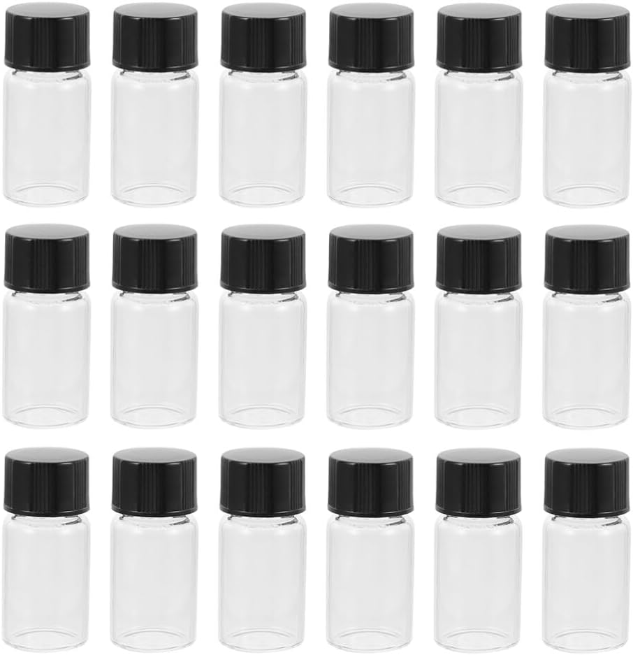 HOMSFOU Small Glass Vials, 30Pcs Clear Glass Sample Vials with Screw Cap Sampling Glass Bottles Sample Cosmetic Specimen Liquid Vials Storage Container 20Ml Lab Sample Vials, image number 3