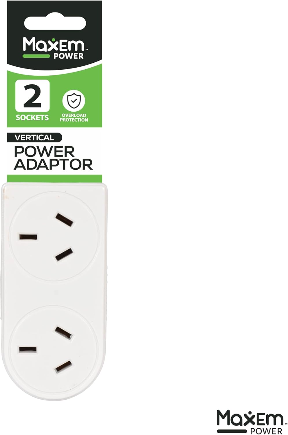 Maxem Power Left Hand Side 2 Socket Double Power Adapter
