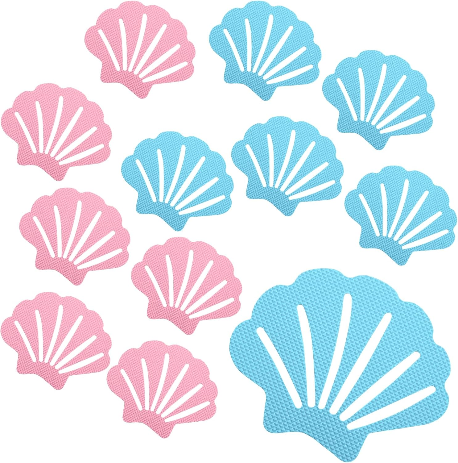Bathtub Stickers Non Slip, Shell Shaped Tubs Safety Shower Treads, Adhesive Sticker for Bathroom Bathtub, Shower Floor,Blue (12Pcs)