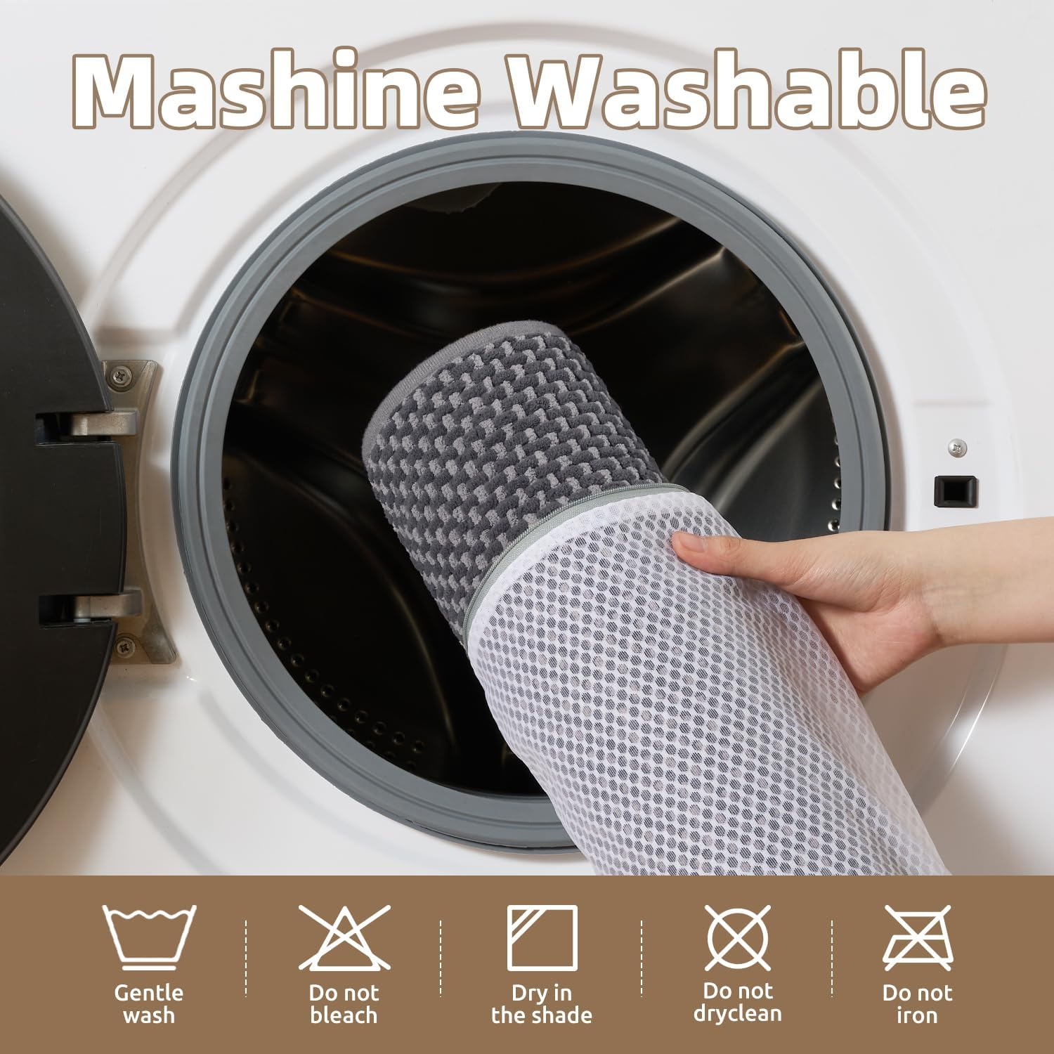 Padoor-Bath Mat-Super Absorbent Chenille Bathroom Mats-Rubber Backed Bath Mats for Bathroom Non Slip, Machine Washable Bathroom Rugs Front of Bathtub,Shower Room,Sink-43X61 CM Grey&Beige image number 4