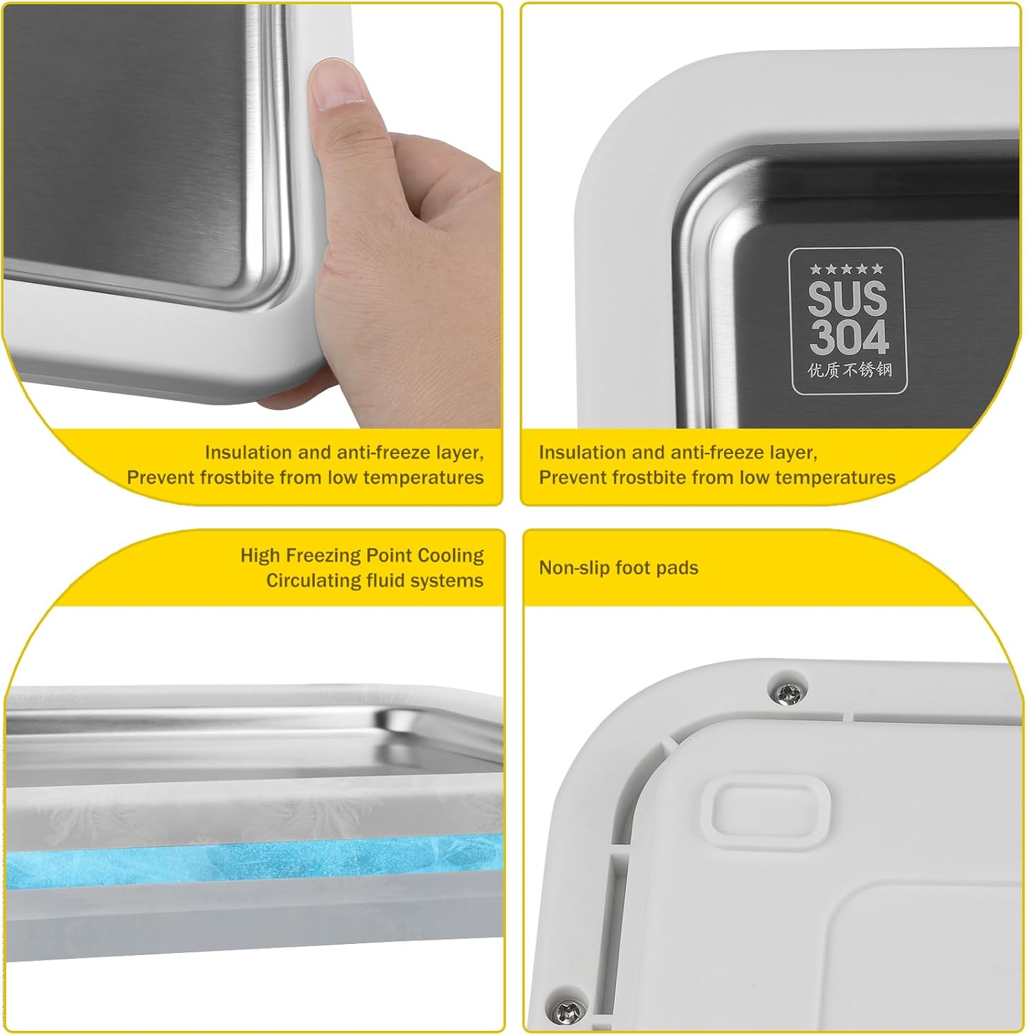 DBREAKS Ice Cream Roller Maker Pan, Ice Plate, Ice Cream Rolls Maker, Ice Rolls Machine, Homemade Ice Cream, Ice Cream Plate for Ice Rolls, Stainless Steel, for Frozen Yoghurt Ice Cream Gelato, Green image number 4