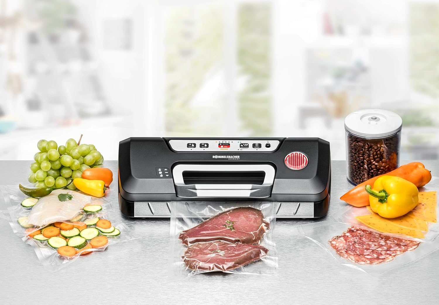 ROMMELSBACHER Vacuum Sealer VAC 285 &ndash; Suction Capacity 9 Litres/Min, One-Hand Operation, for Long-Term Operation, Fully Automatic Vacuum Sealing & Sealing, 2 Sealing Times, for Films up to 30 Cm Wide image number 6