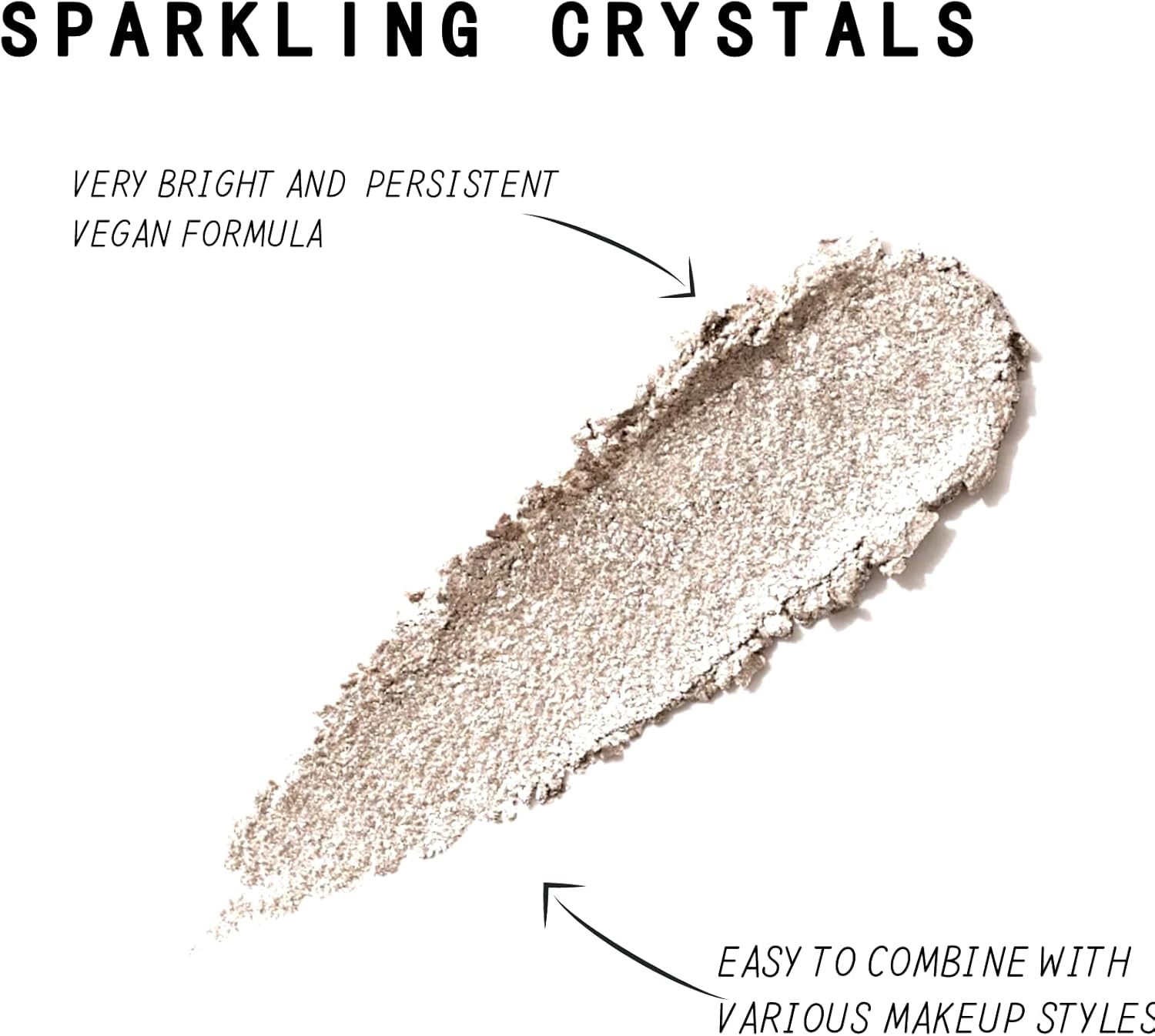 Shimmer Glitter Eyeshadow Palette, Korean Eye Glitter Makeup, Ultra-Blendable, Sparkle Silver Champagne Gold Eye Shadow, Single Shade Metallic Pigmented Color image number 4