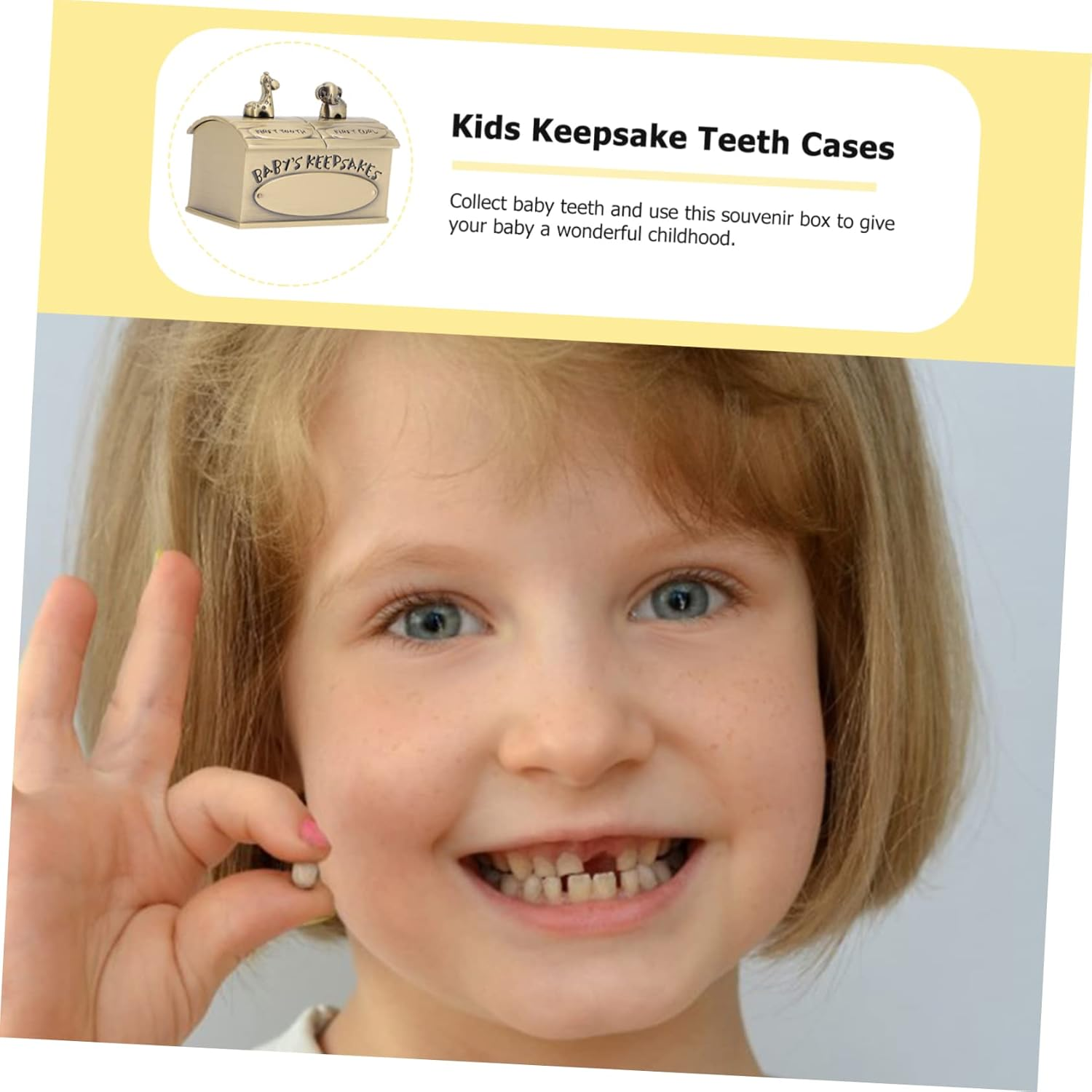 Keepsake Box for First Tooth and Lanugo Metal Tooth Container for Newborn Durable and Safe Storage Organizer Retro Style image number 4