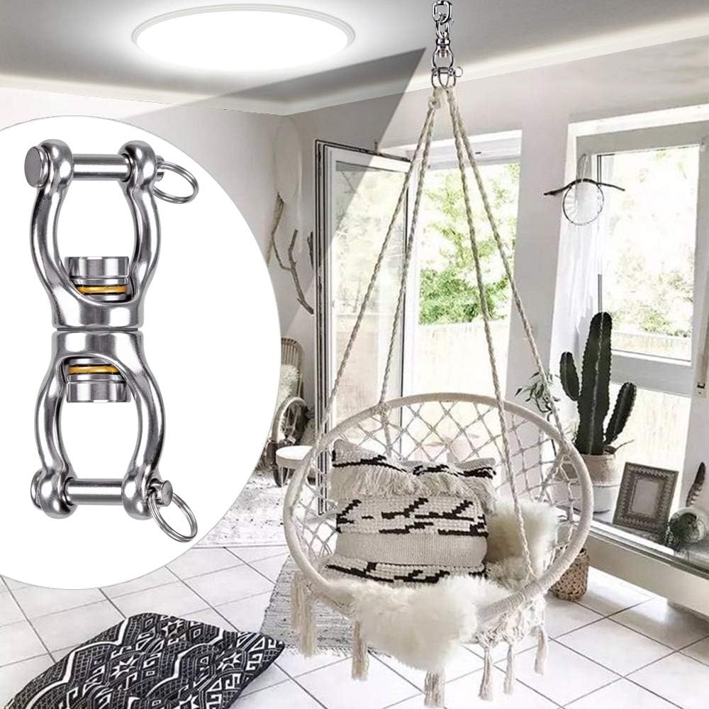 Dolibest Permanent Antirust Stainless Steel Swing Swivel with Bearing Double Open 360&deg; Rotation, 770LB Capacity, Device Hanging Accessory for Web Tree Swing, Aerial Dance, Swing Yoga Swing Sets image number 2