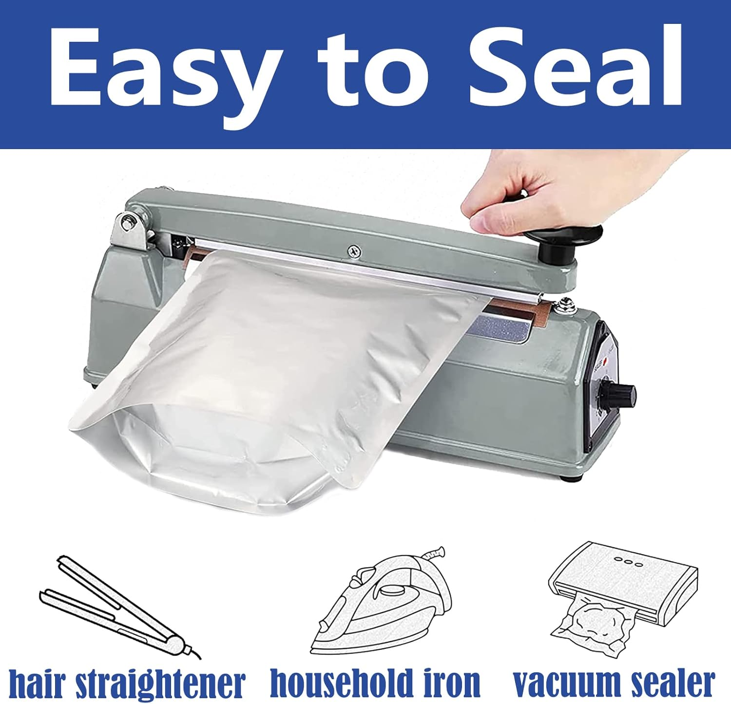 Durimoiy 50Pcs Mylar Bags for Food Storage - Extra Thick 9.5 Mil - 1/2 Pint 5"X7" Stand-Up Zipper Pouches Resealable Bags & Heat Sealable Food Grade Storage Bags for Packging Products image number 1