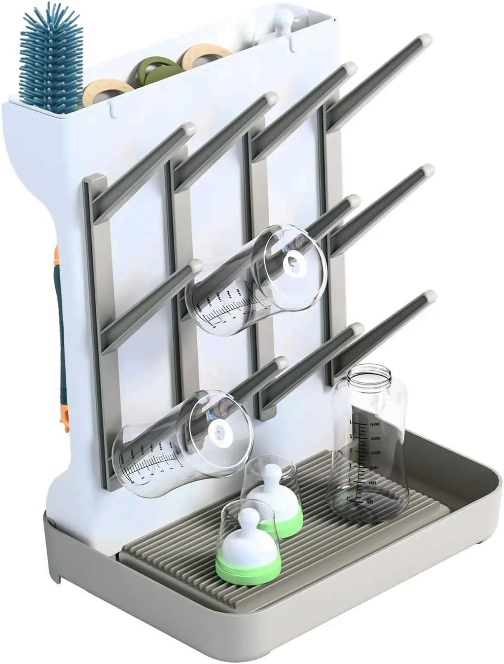 Baby Bottle Drying Rack, Vertical Space Saving Countertop Standing Drying Rack Baby Accessory, Bottle Brsuh, Pacifier, Breast Pump Accessories Drying Stand, Storage Organizer (Blue)