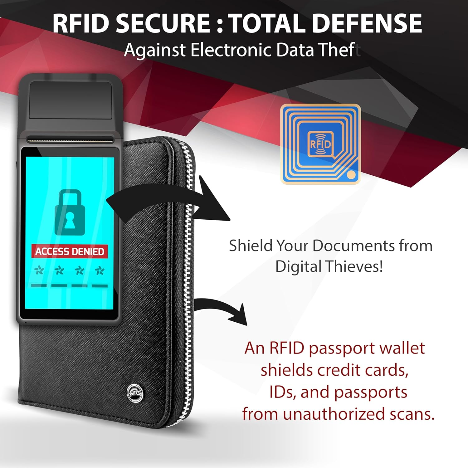 2 Passport Wallet (Black), Black, Modern image number 6