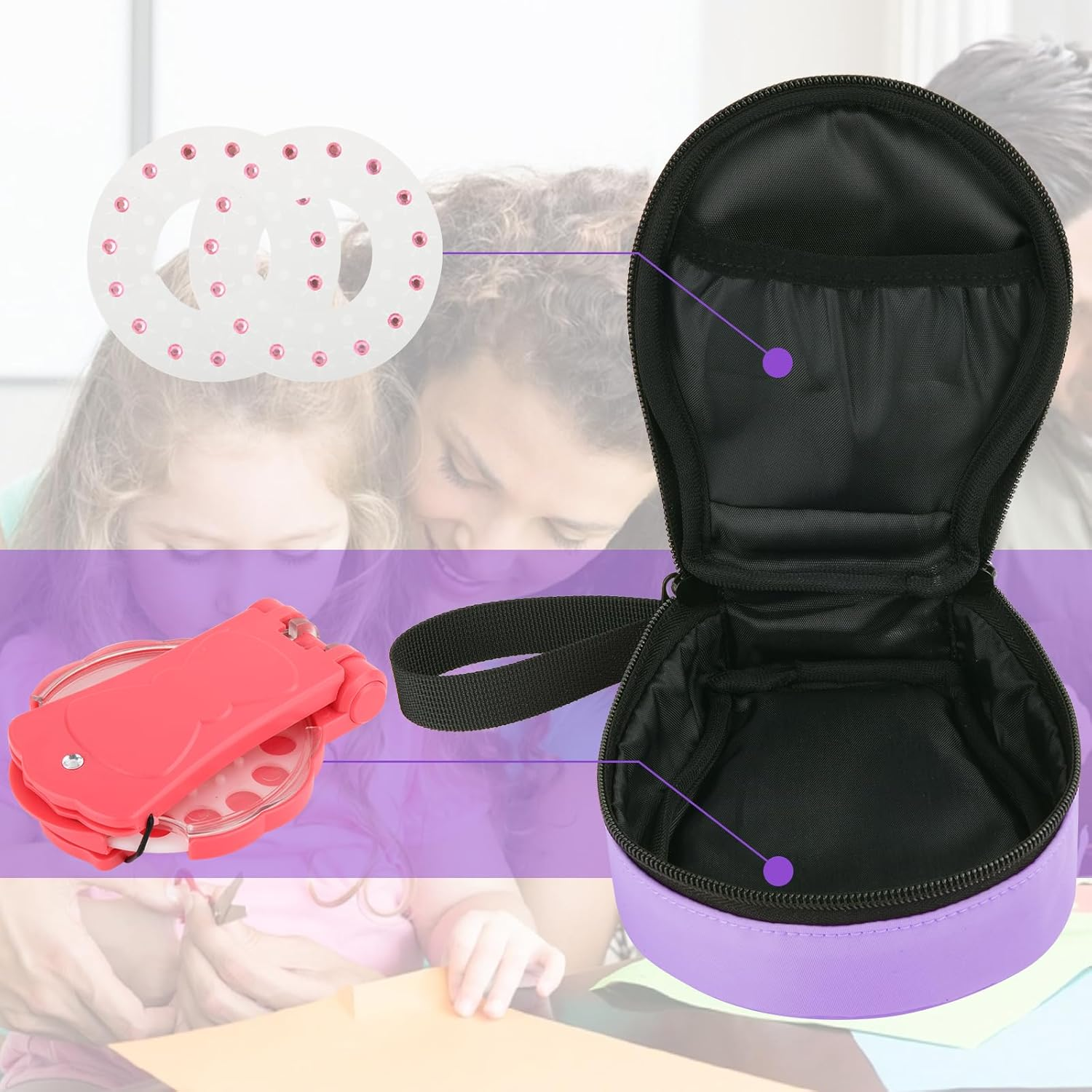 Beautyflier Cute Carry Case Compatible with Blinger Ultimate Set, Protective Carrying Storage Holds Glam Styling Tool Gems, Case Only (Purple) image number 3