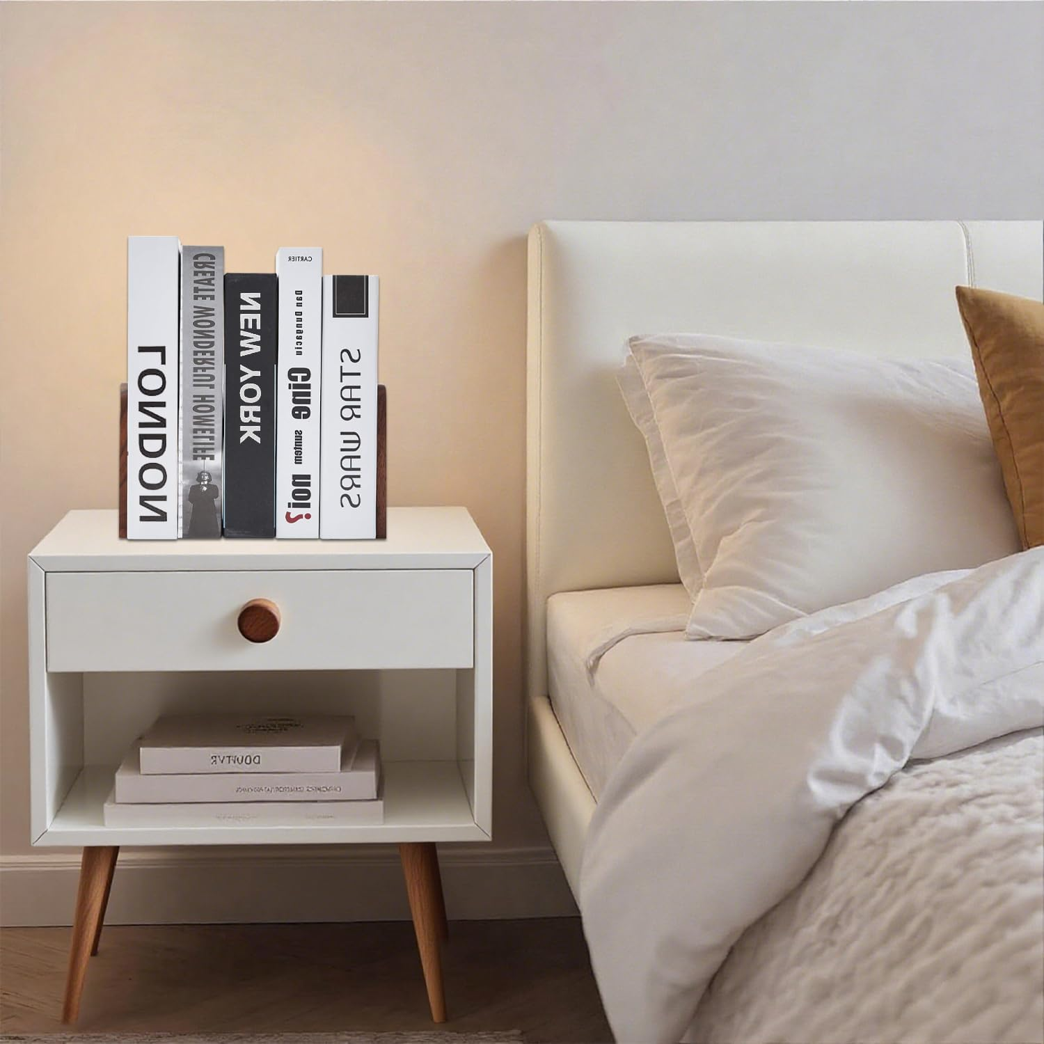 Handcrafted Walnut Bookends with Sturdy Metal Base &ndash; Premium Office & Library Organizer, Natural Wood Decor for Shelves (2-Pack, Eco-Friendly) - 2 Pack image number 2