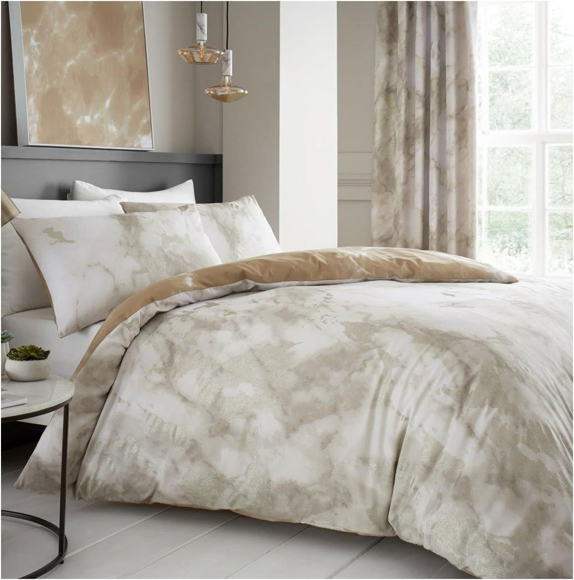 GC GAVENO CAVAILIA Luxury Printed Duvet Cover, Polycotton Reversible Bedding Quilt Set, Wisteria-Cream/Natural, Double image number 7
