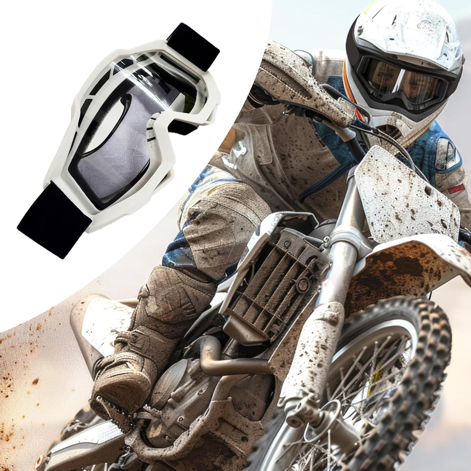 Helmet Goggles, Non-Slip Eyewear for Riders, Dirtbike Goggles Anti-Fog ATV Goggles Sponge Padding Dustproof Eyewear for Adults Outdoor Activities image number 1