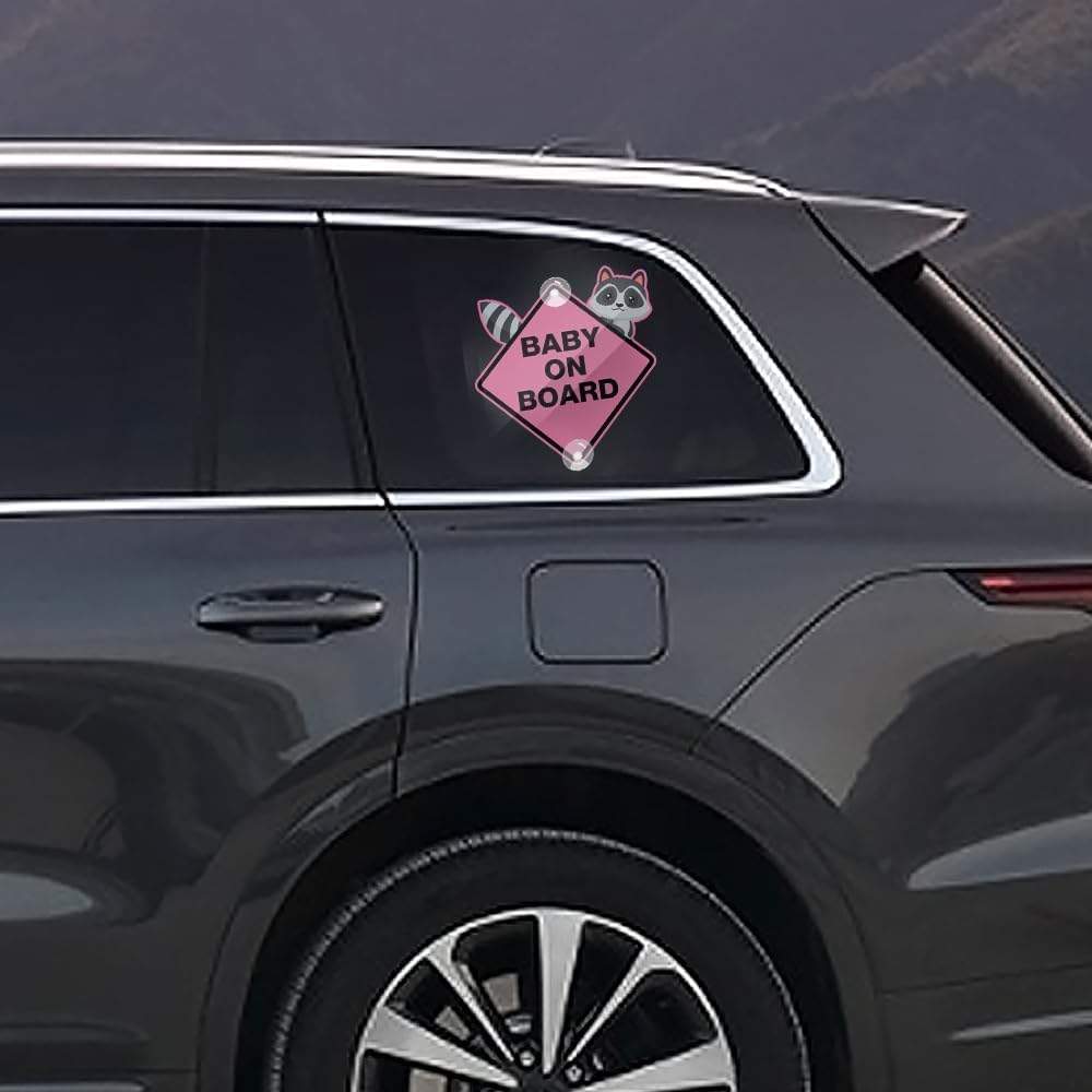 Vesvory 2Pcs Cute Bear Baby on Board Sticker for Cars,Vinyl Decals Funny Kids on Board Sign Baby Safety Warning Car Decal (Pink Bear) image number 1