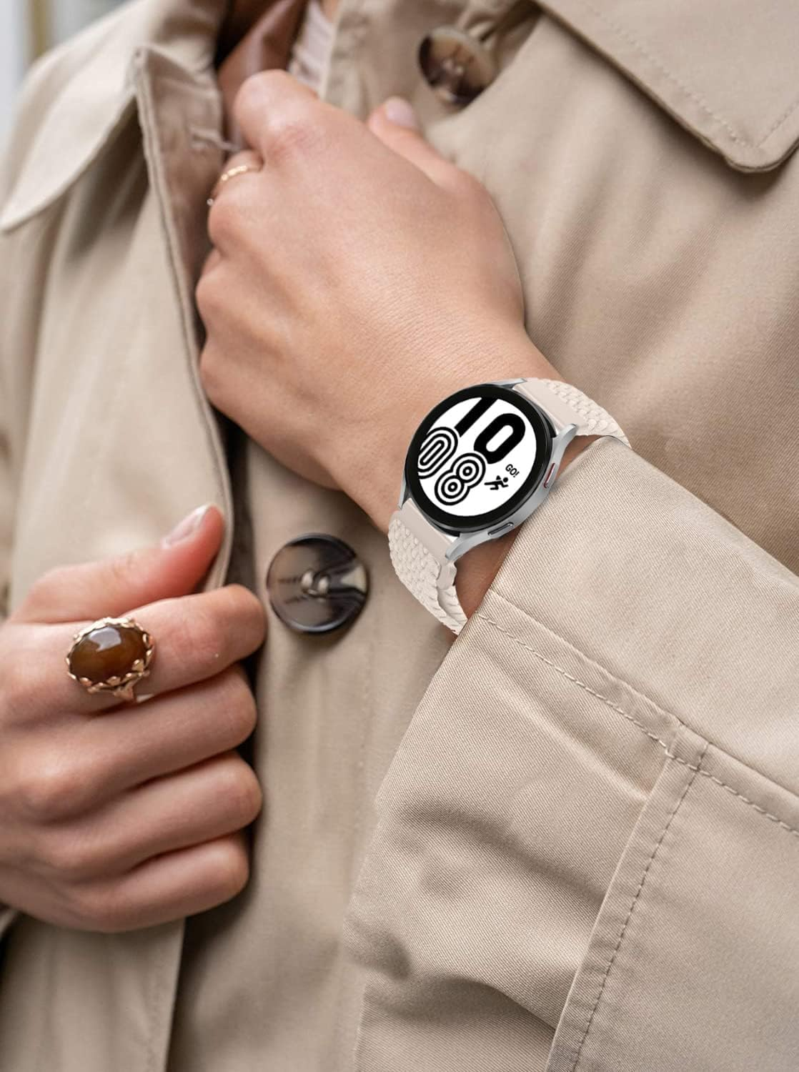 2 Park 20Mm Braided Magnetic Bands for Samsung Galaxy Watch 7/FE/6/5/4 Band 40Mm 44Mm/Galaxy Watch 6 Classic Bands 47Mm 43Mm/Watch 4 46Mm 42Mm Women/Men,Stretchy Nylon Sport Strap for Samsung Watch 5 Pro 45Mm/3 41Mm/Active 2 - 06-Black/Gray image number 7