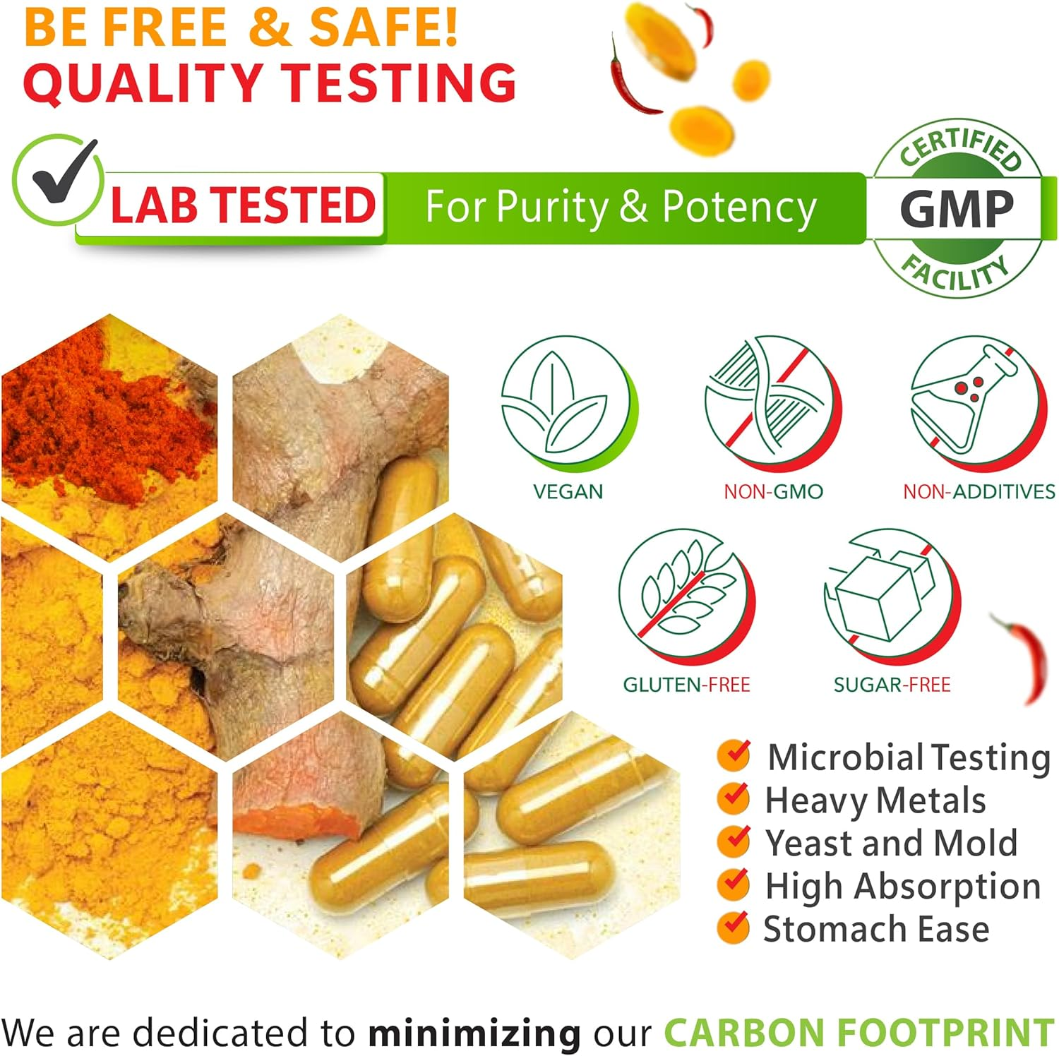 Herbpy 7In1 Turmeric and Cayenne Pepper Supplement - Digestion, Immune, Brain & Heart Health Support with Ceylon, Ginger, Garlic, Beetroot 2Pack60 image number 5