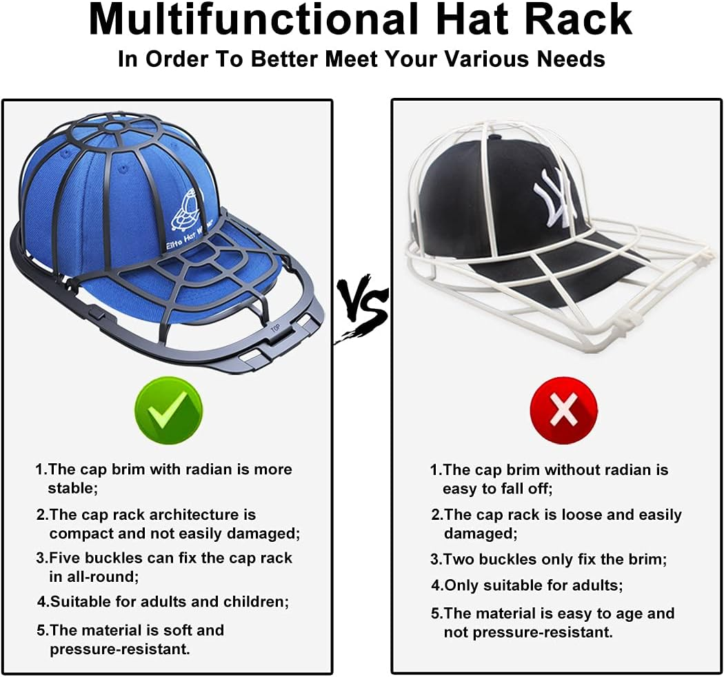 Eiito Hat Washer for Washing Machcine, 2 Pack Hat Cleaner for Baseball Caps Hat Shaper for Dishwasher - Hat Cage Rack Frame Fit Adult and Children Wash Caps - White 2 Pack-4Pcs image number 3