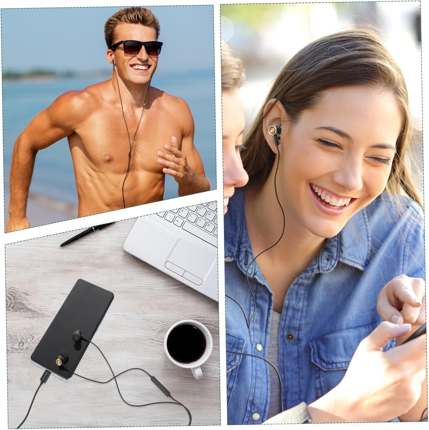 HEATSHAKING Usb-C In-Ear Earphones with Mic and Volume Control, Wired Stereo Type-C Headphones for Phone and Tablet, Metal Earbuds with Remote Black for Calls and Music image number 3