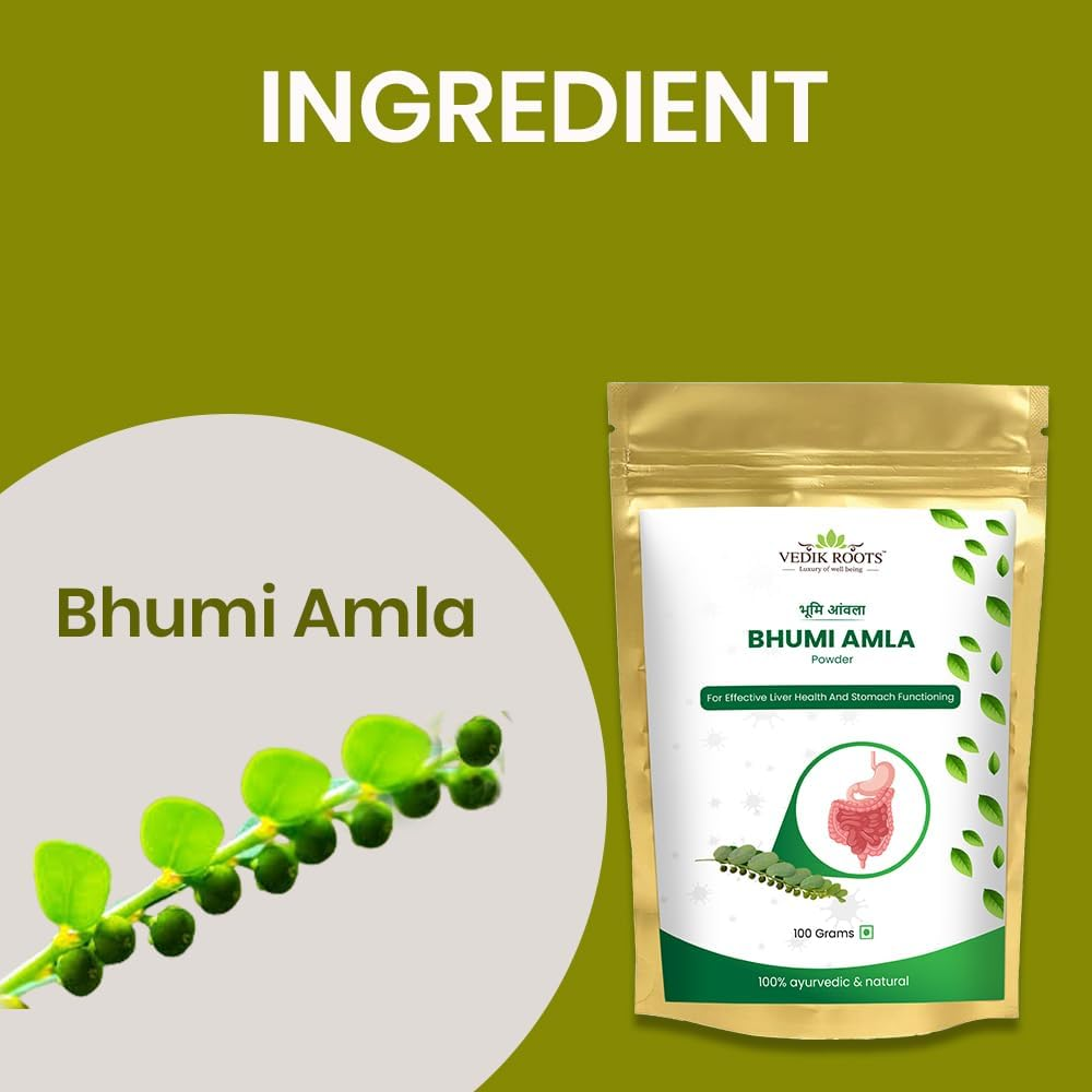 Vedikroots Bhumi Amla Powder/Churn - Organic and Pure Ingredient Extract for Healthy Liver Functioning and Digestive Strength | Enriched with Essential Nutrients image number 2