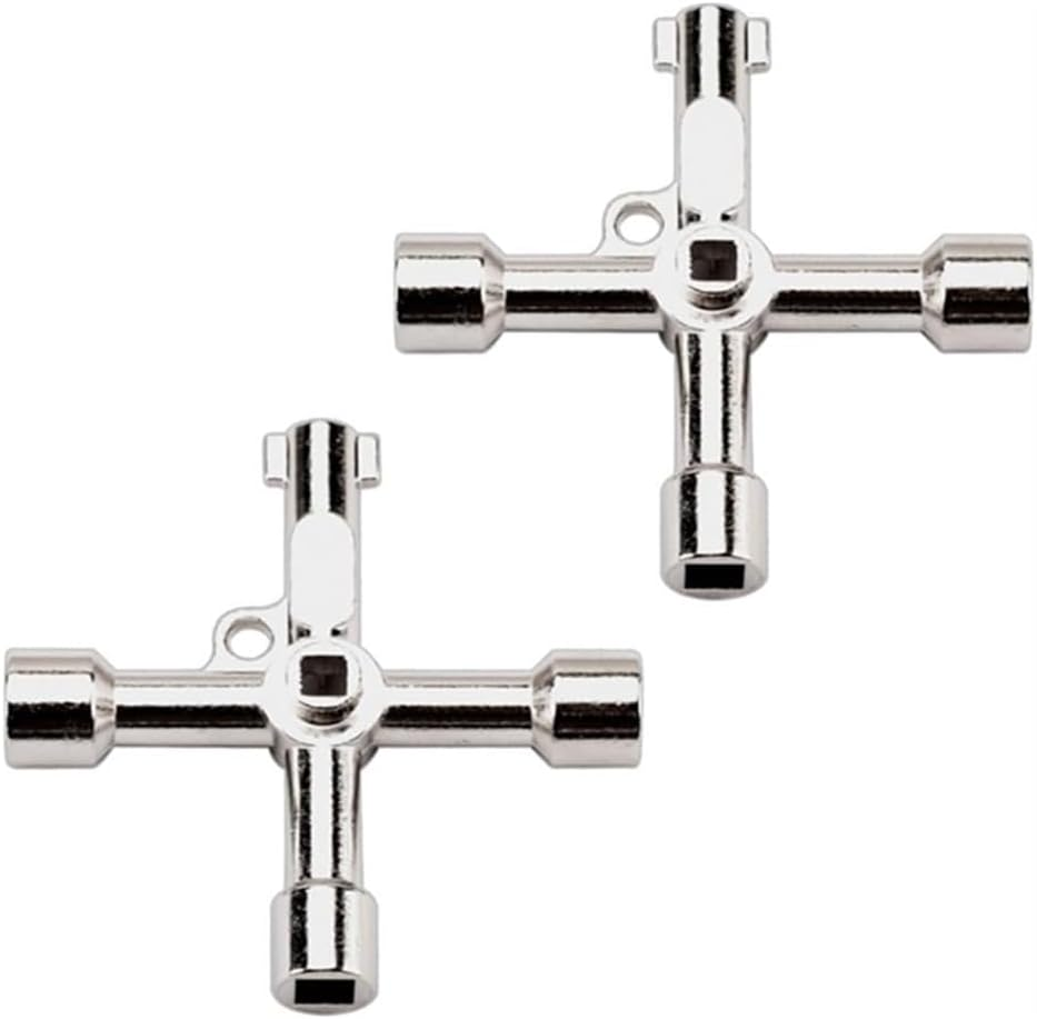 3 Pack 4-Way Multi-Functional Universal Cross Key,Plumbing Key Wrench,Electric Cabinet Keys，Gas Meter Keys,Electricians Valve Tools (Silver) image number 2