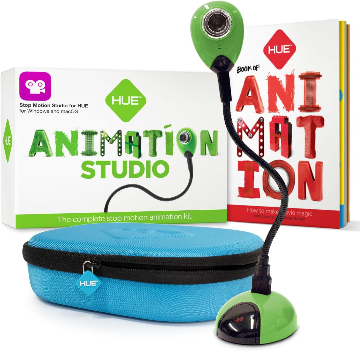 HUE Animation Studio: Complete Stop Motion Kit (Camera, Software, Book) for Windows/Macos (Blue) with Carry Case
