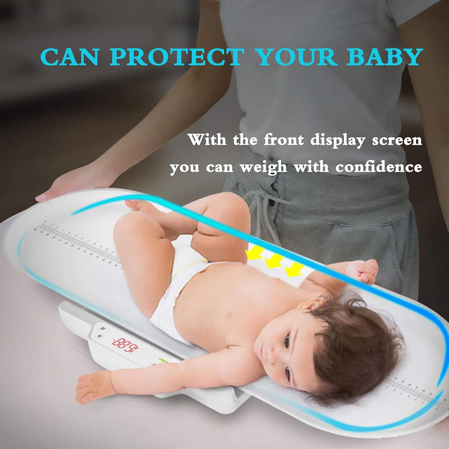 Baby Scale,Multi-Function Toddler Scale,Precision at 10G Measure Weight Accurately(Max: 220Lb) LCD Blue Backlight Comes with 2 AAA Batteries. image number 1