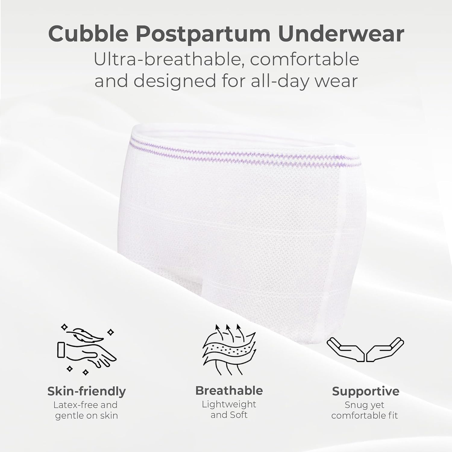 Cubble 5 Pack Mesh Postpartum Underwear | Stretchable, Disposable, Attach Maternity Pads, Aids Birth Recovery for Delivery, Surgical, Traveling image number 3