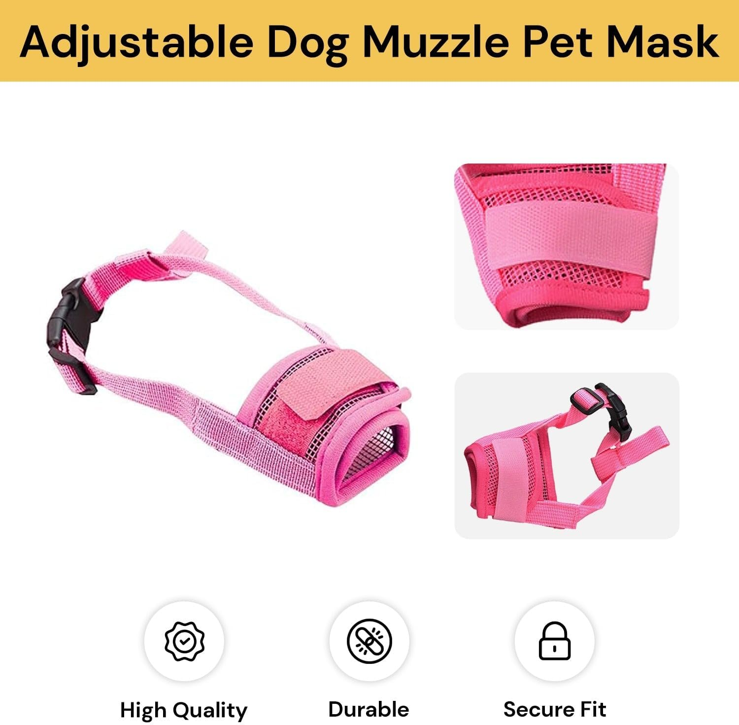 EZONEDEAL Pet Dog Muzzle, Soft Mesh, anti Biting Barking & Chewing, Adjustable, Pink, Medium image number 5