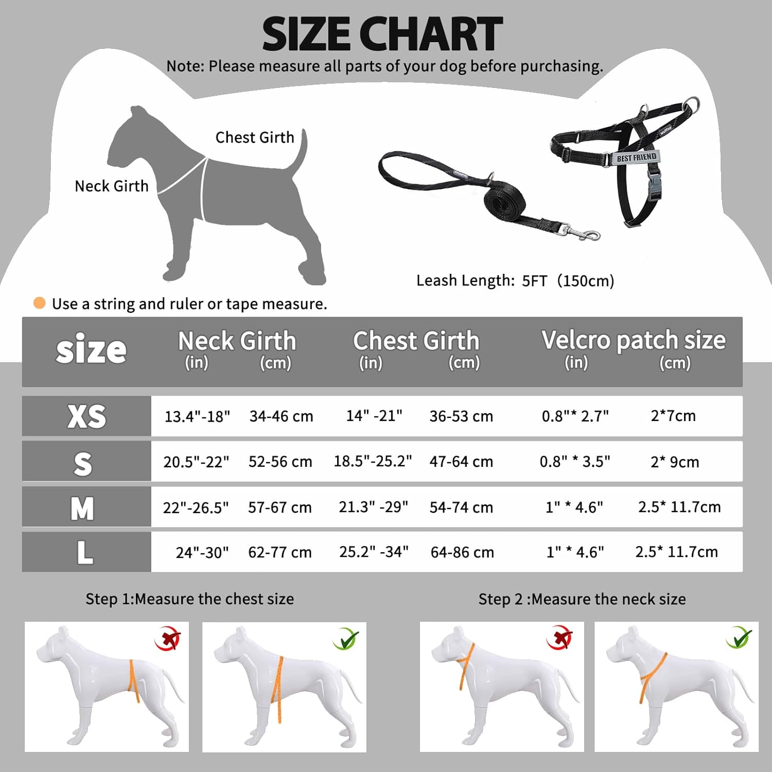 Dog Harness and Lead Set, No Pull Harness for Dogs, anti Pull Harness with Handle and 2 Patches, Reflective Lightweight Pet Harness for Outdoor Training Walking and Running (Black, XS) image number 2