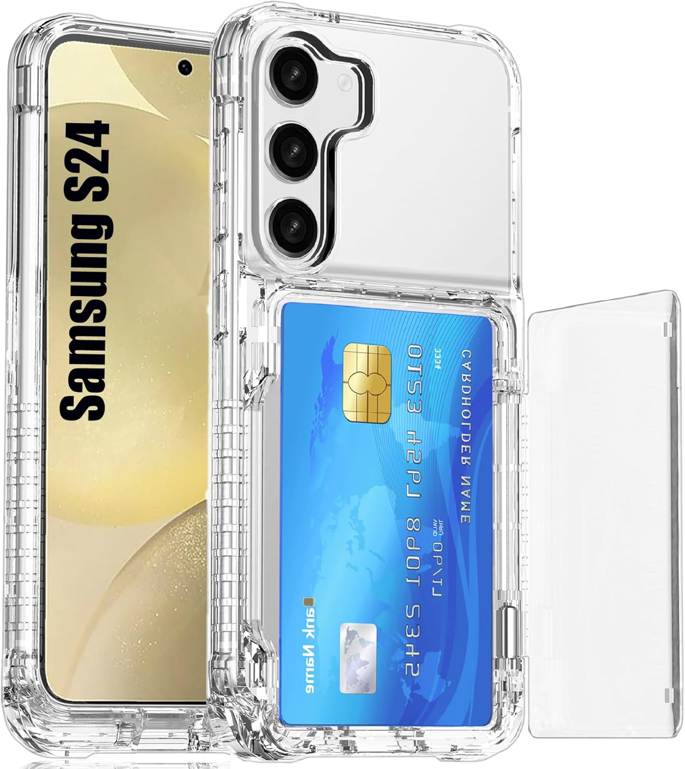 For Iphone 12 Pro Max Case with Card Holder (Store 4 Cards) Clear Wallet Case Anti-Yellow Anti-Scratch Heavy Duty Protective Shockproof Hidden Card Slot Phone Case for Iphone 12 Pro Max,Clear image number 3