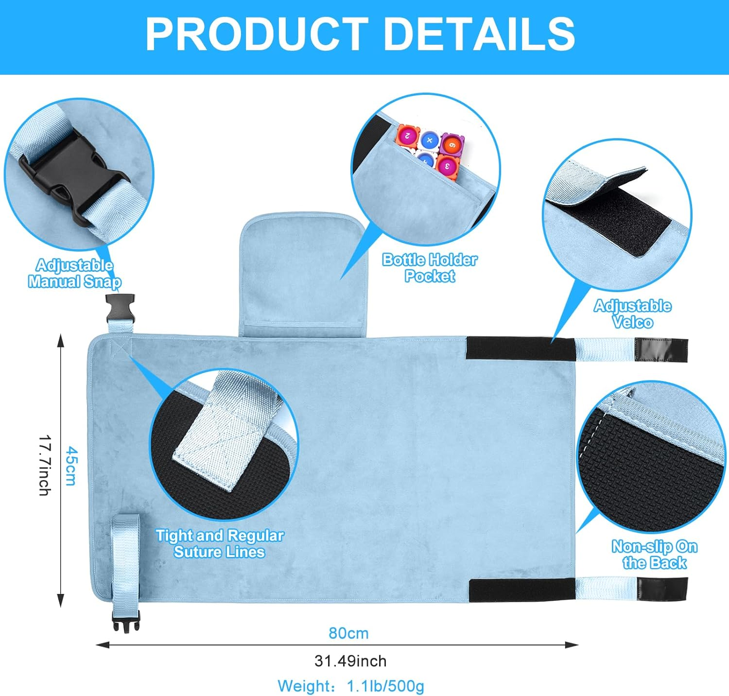 Toddler Airplane Bed, Kids Airplane Seat Extender Travel Bed, Kids Airplane Travel Essentials, Airplane Must Have for Toddlers, Portable Plane Bed Foot Rest for Flights image number 6