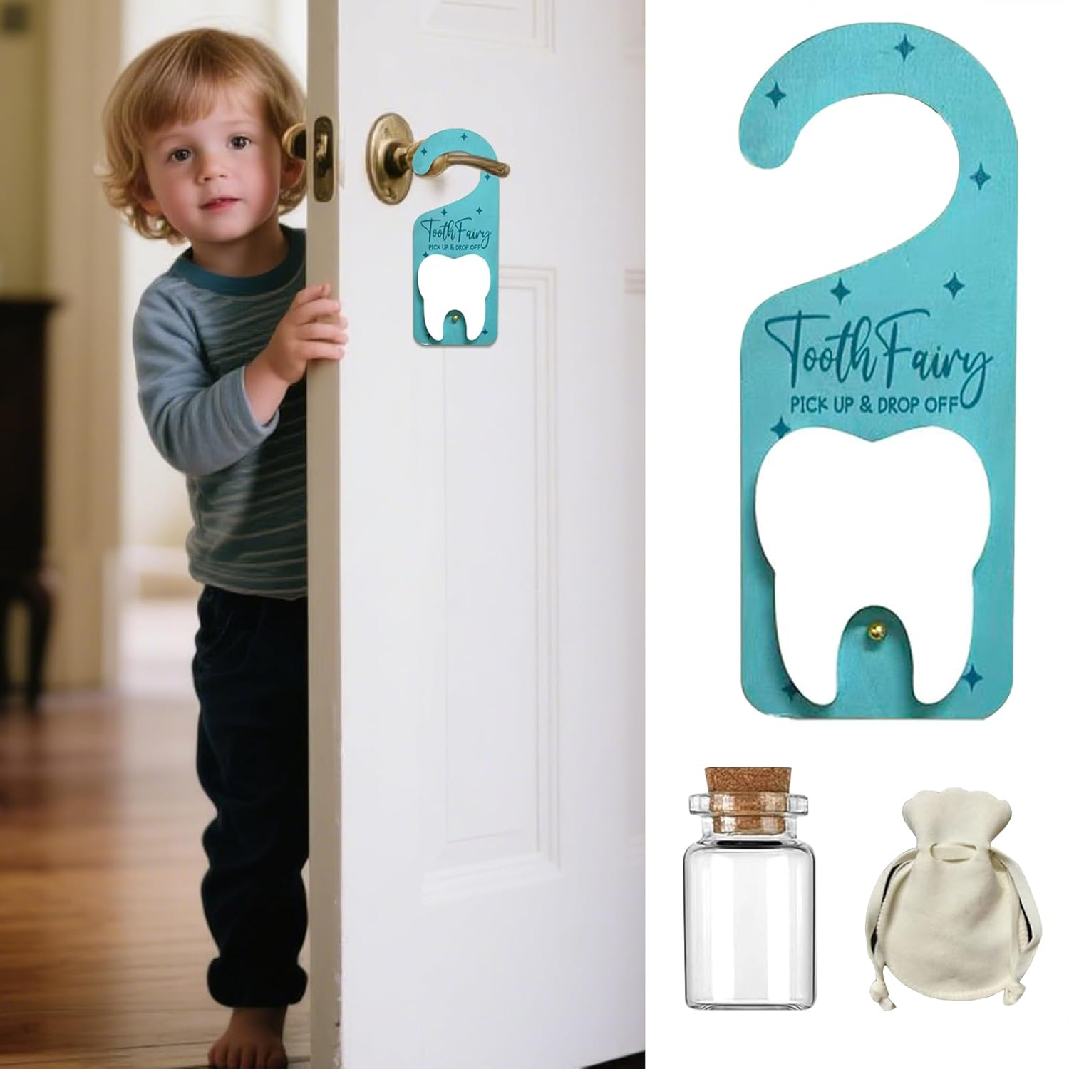 Generisch Children'S Door Hanger for Door Decoration with Milk Tooth Storage Door Handles Jewellery for Girls with Toothbag for Nursery and Home image number 4