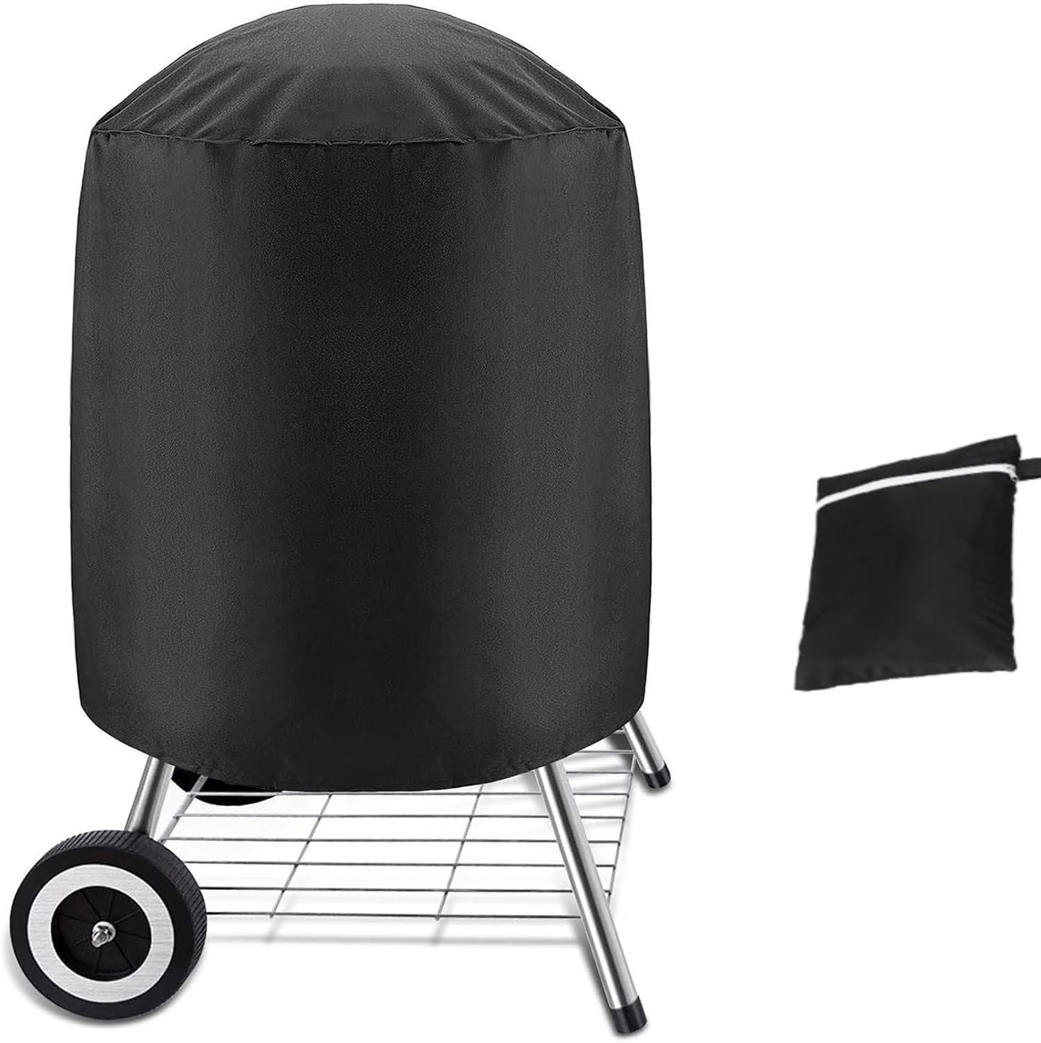 75X70Cm BBQ Grill Cover round Waterproof Dust-Proof UV Resistant Gas Grill Cover Outdoor Gas Charcoal Barbecue Gill Protector Cover for Weber Charcoal Kettle and Other Kettle Style Barbecue Grill image number 1
