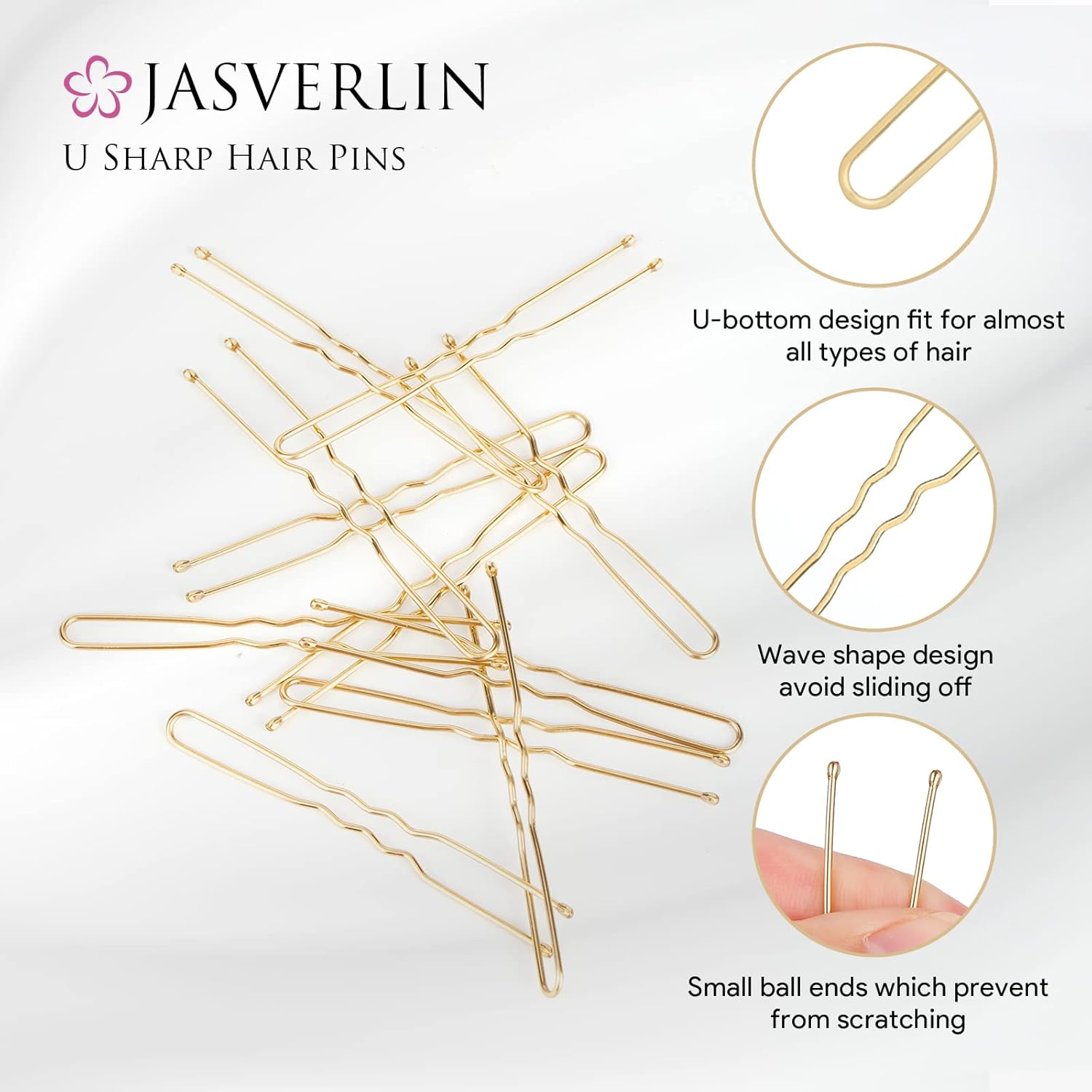 Blonde U Shaped Hair Pin for Buns, Gold Large Mini U Bobby Pins for Women Girls Updo Wedding Hairstyles Accessories Size Assortment 150Pcs image number 2