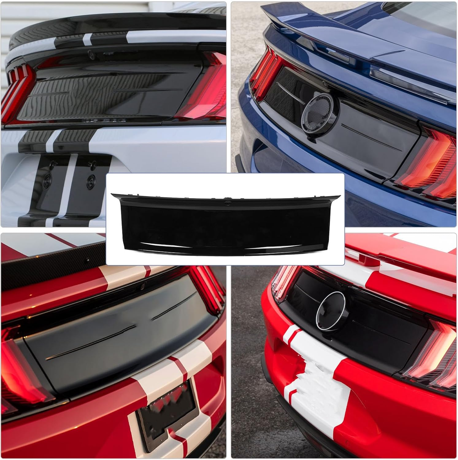 Trunk Decklid Trim Panel Compatible with 2015-2023, Rear Center Trunk Boot Lid Cover Trim, ABS Rear Trunk Cover Panel Decorating Board Glossy Black image number 6
