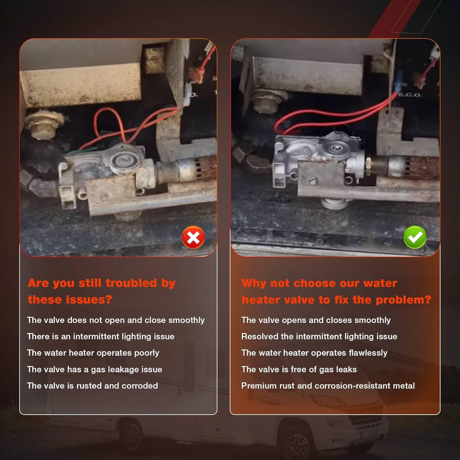 92089 RV Water Heater Gas Valve &ndash; Compatible with Atwood 10 Gal Electronic Ignition Water Heaters (G10-1E, G10-2E, GC10-1E, GC10A-2E) &ndash; Solenoid Valve for OEM #93844, 93870, 93321, 92078 image number 1
