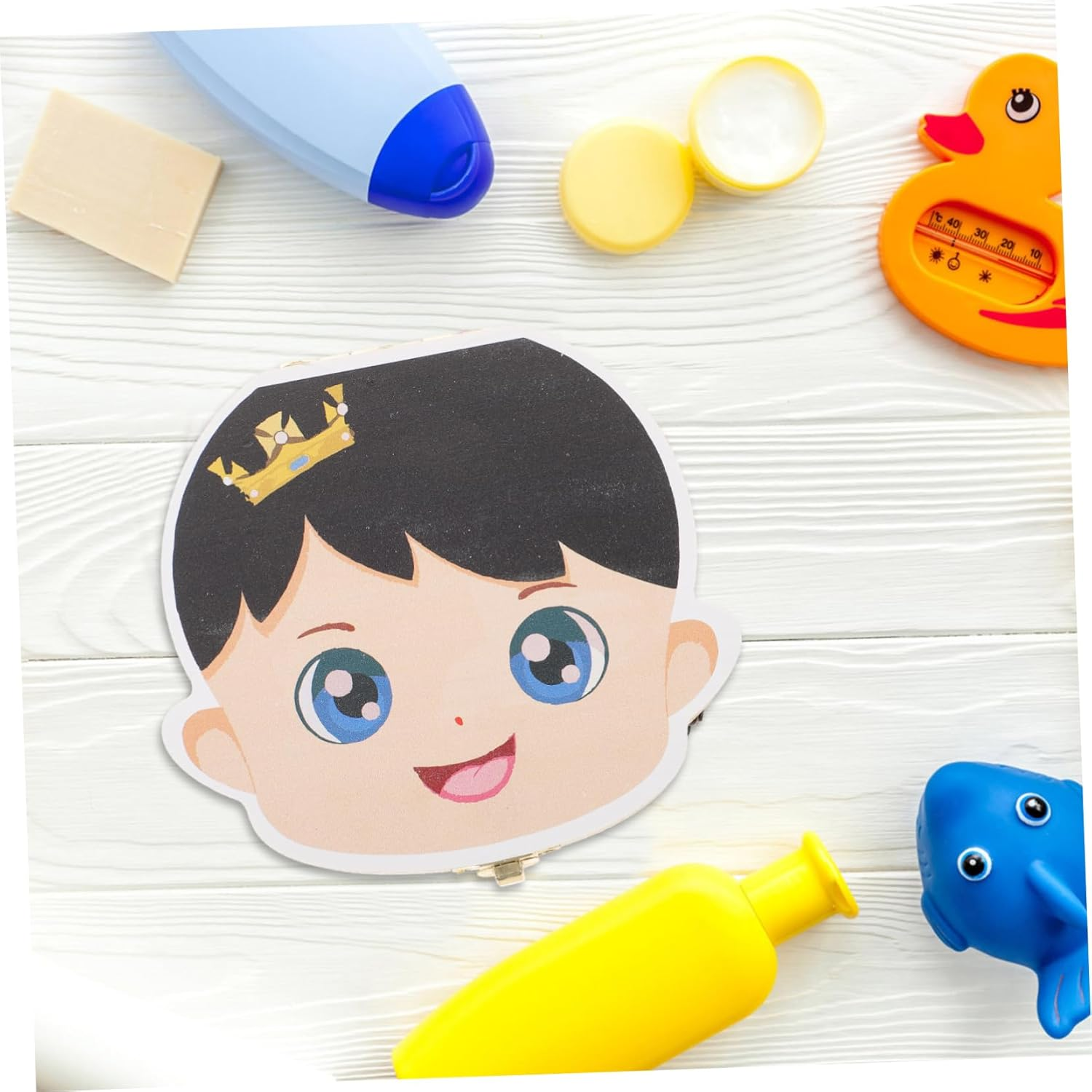 Luxshiny Wooden Baby Tooth Box Colorful Cartoon Boys Keepsake Case Baby First Tooth Organizer for Newborns image number 5