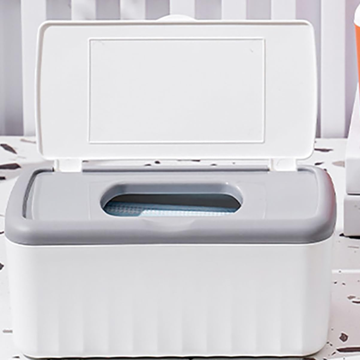 Wipes Container White Rectangular Tissue Box Cover with Lid Humidity Retention Organizer for Bathroom and Household image number 6