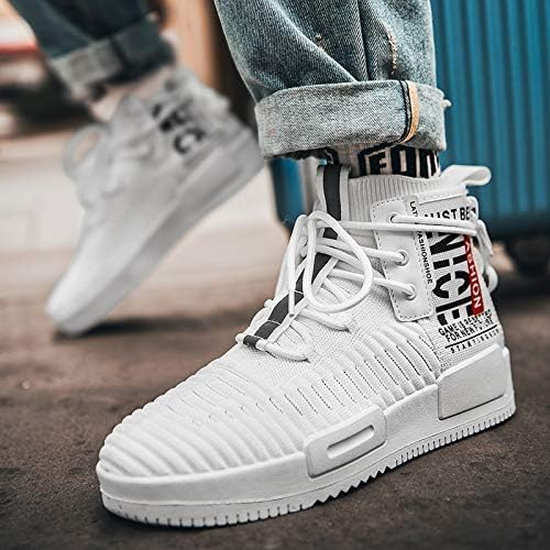 RUNMAXX Mens Fashion Walking Lace up High Top Shoes Stylish Running Athletic Casual Sneaker