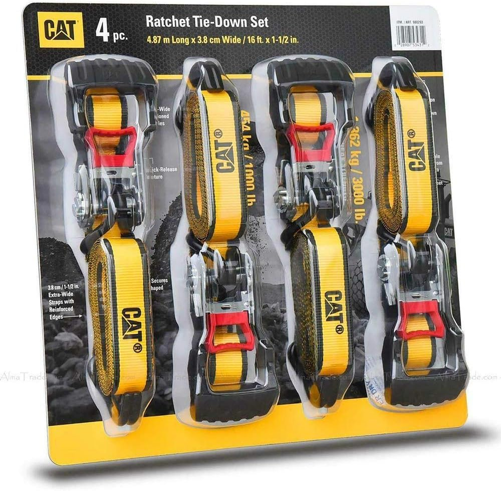 CAT Heavy Duty Ratchet Tie down Straps 4 Pack image number 2