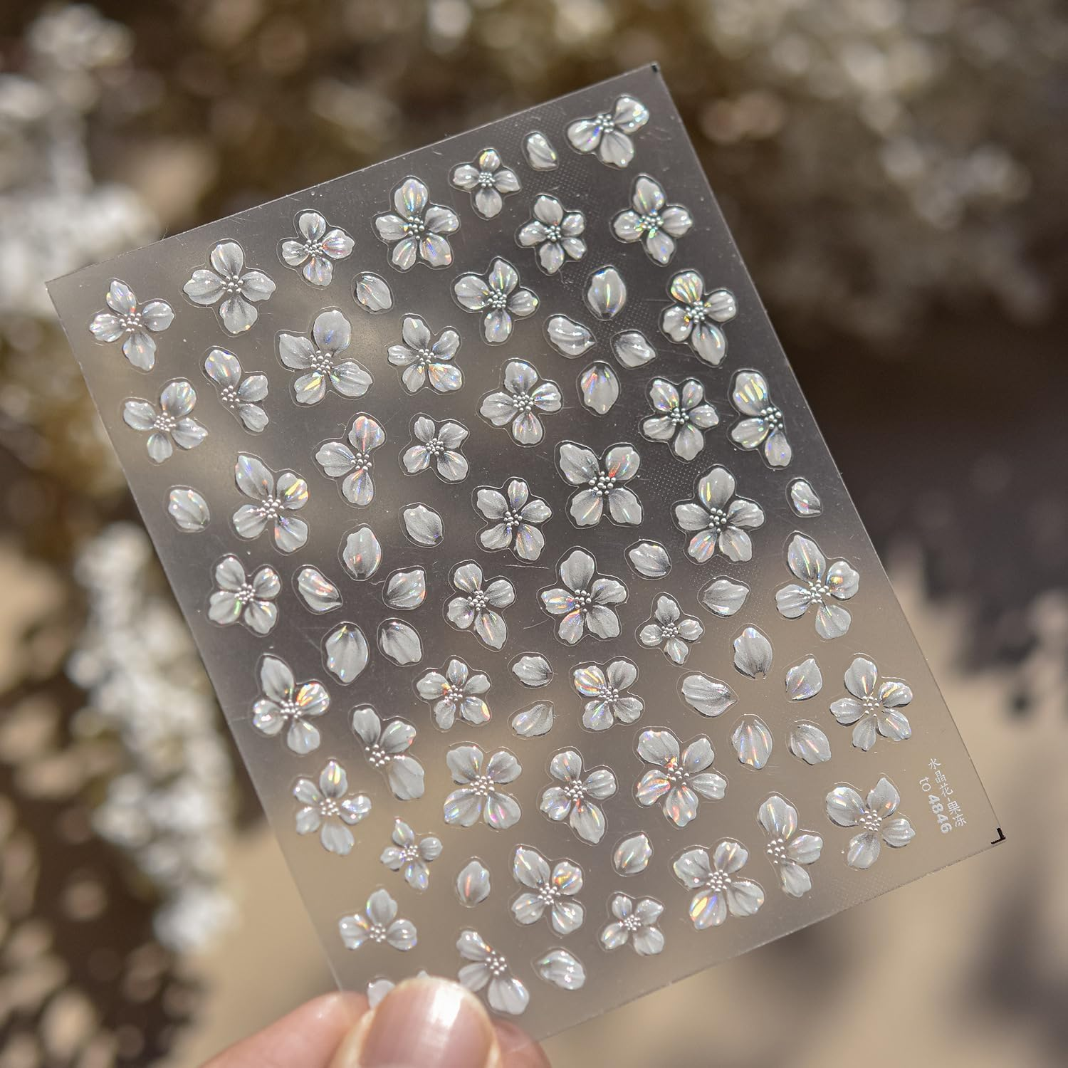 Proxima Direct 1Sheet Flower Nail Sticker for Nail Art, 5D Embossed White Flower Decals Summer Hibiscus Spring Summer Nail Art Supplies for Women Girls,White image number 1