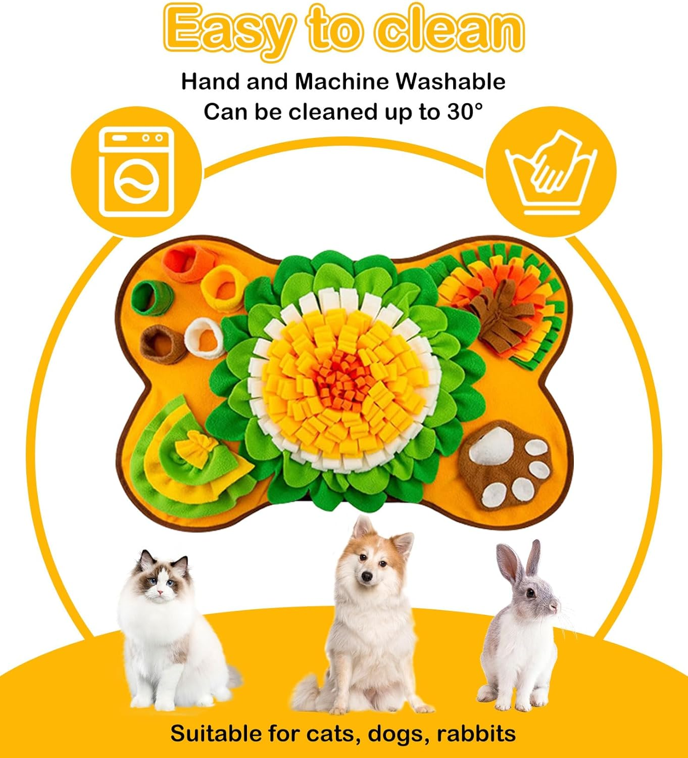 Sniffing Rug for Dogs, Interactive Dogs, Smelling Training, Pet Sniffing Blanket, Intelligence Mat, Feeding Mat, Training Mat for Pets, Dogs, Cats, 64 X 43 Cm image number 1