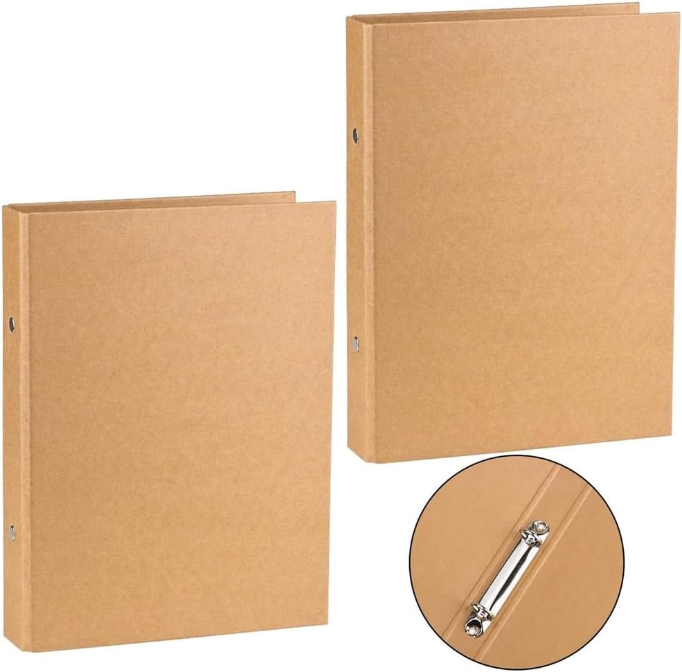 Shusmda 2Pcs A5 Kraft Paper Refillable Ring Binder with 2 Rings, Brown image number 2