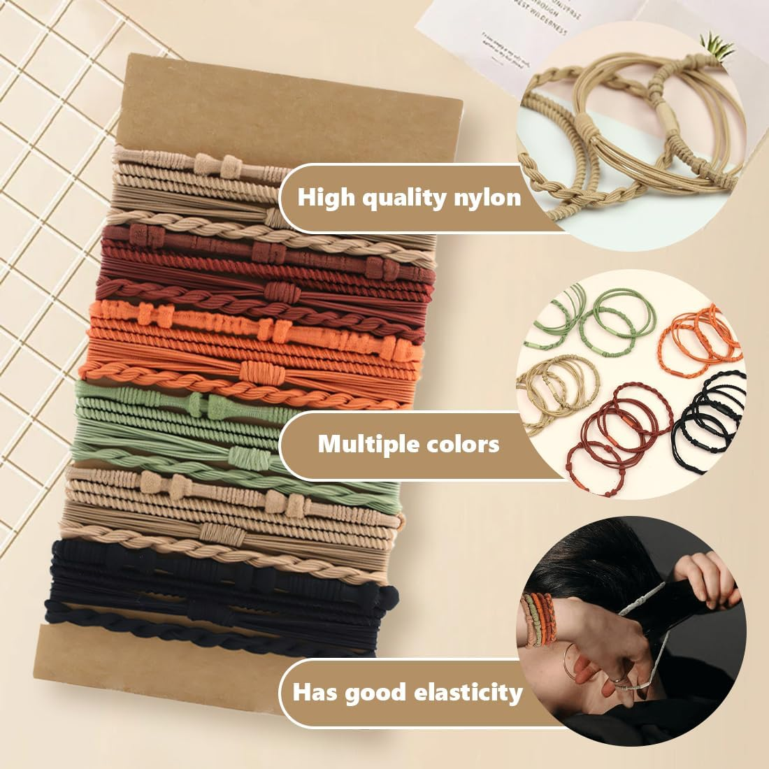 Pack of 24 Boho Hair Bobbles Scrunchies Hair Scrunchies Stylish Ponytail Holders Boho Hair Bobbles for Women and Girls for Women and Girls