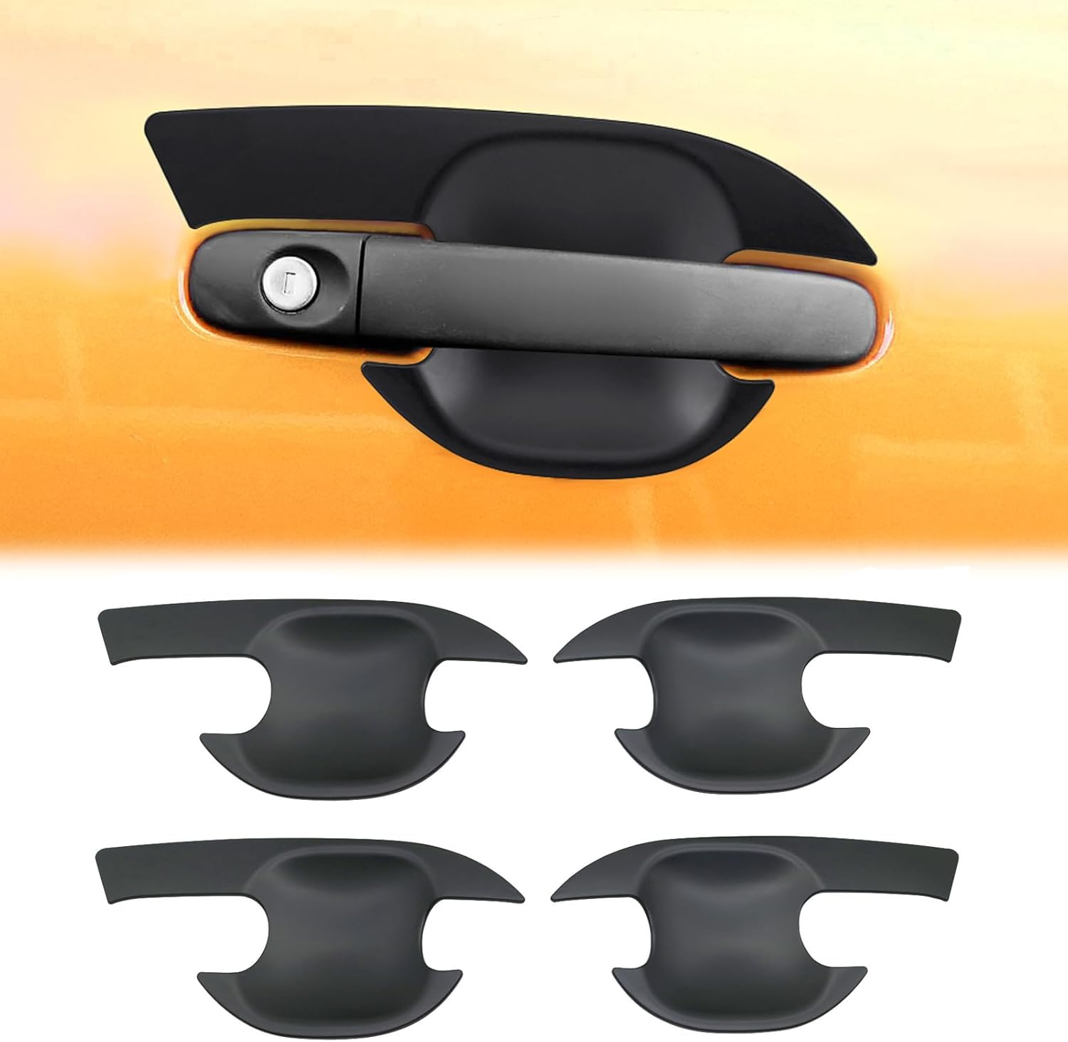 Door Handle Insert Bowl Cover for Ford Everest 2015-2022 UA UAII, Car Accessories Exterior Door Handle Scratch Cup Protector Cover Guard Trim, 4PCS Matte Black image number 3